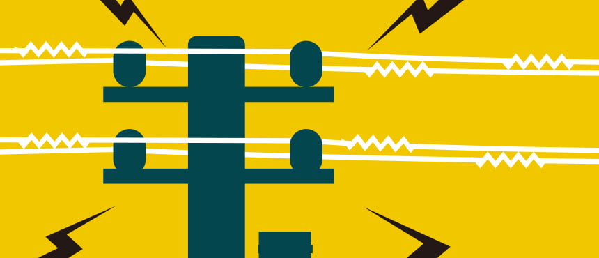 電線に電気が走っているイラスト